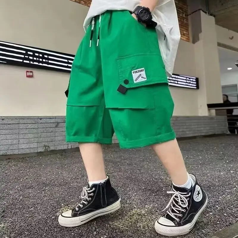 Summer Boys\' Cotton Shorts Daily Casual Orange Sports Short Pants High Street Fashion Children\'s Clothes Boys Pants New 2024