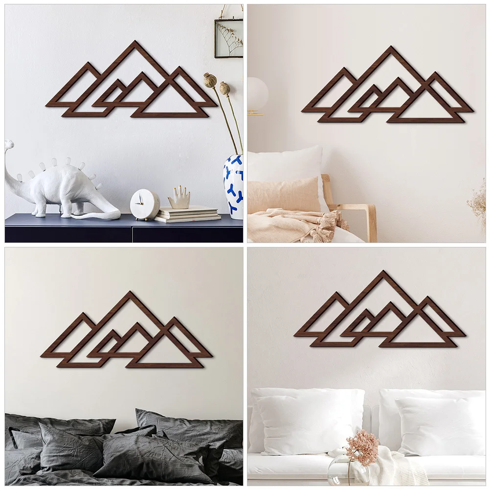 

Wooden Wall Art Mountain Shape Hollowed Design Home Decor for Living Room Study Office Abstract Wall Ornament Craft