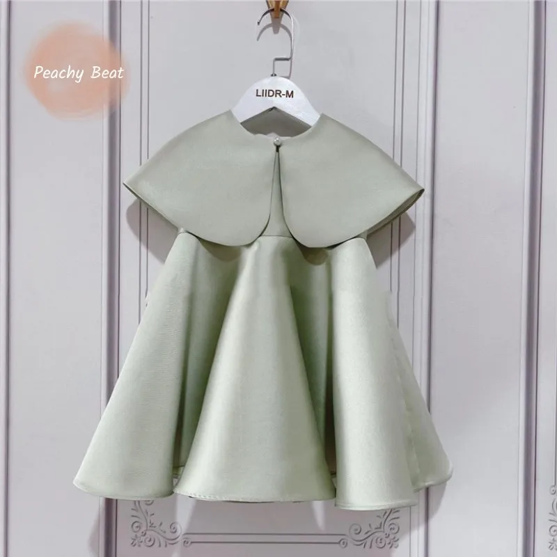 

Шелковое платье-пачка принцессы для маленьких девочек, платье без рукавов + накидка, элегантное однотонное платье для малышей, одежда для дня рождения, вечеринки, От 1 до 14 лет