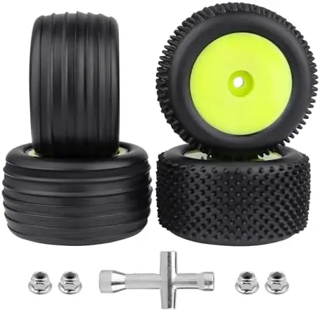 

Preglued Tires & Wheels for Losi Mini-T 2.0 – Green Rims – Front & Rear
