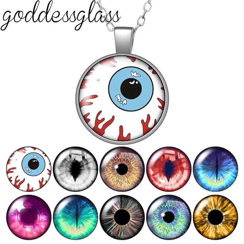 New Eye Style Pupil of the eye distinctive Round Photo Glass cabochon silver plated pendant necklace jewelry Gift