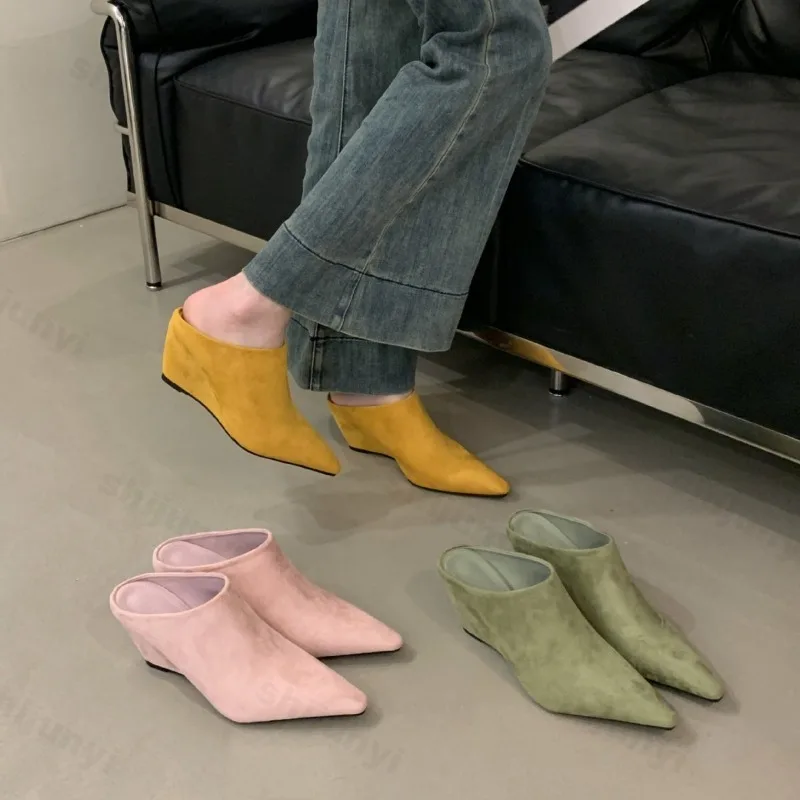 

Pointed Toe Slippers Summer 2025 New Women's Height Increasing Slope Heel Outdoor Comfortable Fashion Elegant Hign Heel Pumps