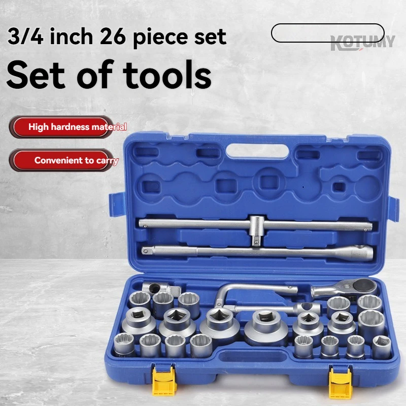 

26 Pieces Car Repair Hardware Tool Set Heavy Duty Auto Service Socket Wrench Set Household Mechanical Maintenance Hand Tools