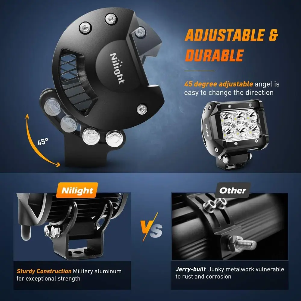 كبسولات LED مقاس 4 بوصات مع قضبان إضاءة كومبو بقدرة 18 وات للمركبات على الطرق الوعرة، مجموعة مكونة من قطعتين، طقم أسلاك 16AWG، ضمان لمدة عامين #5