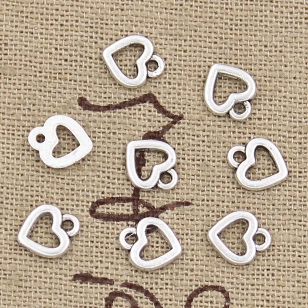 

100pcs Charms Lovely Heart 8x6mm Handmade Craft Pendant Making fit,Vintage Tibetan Silver color,DIY For Bracelet Necklace