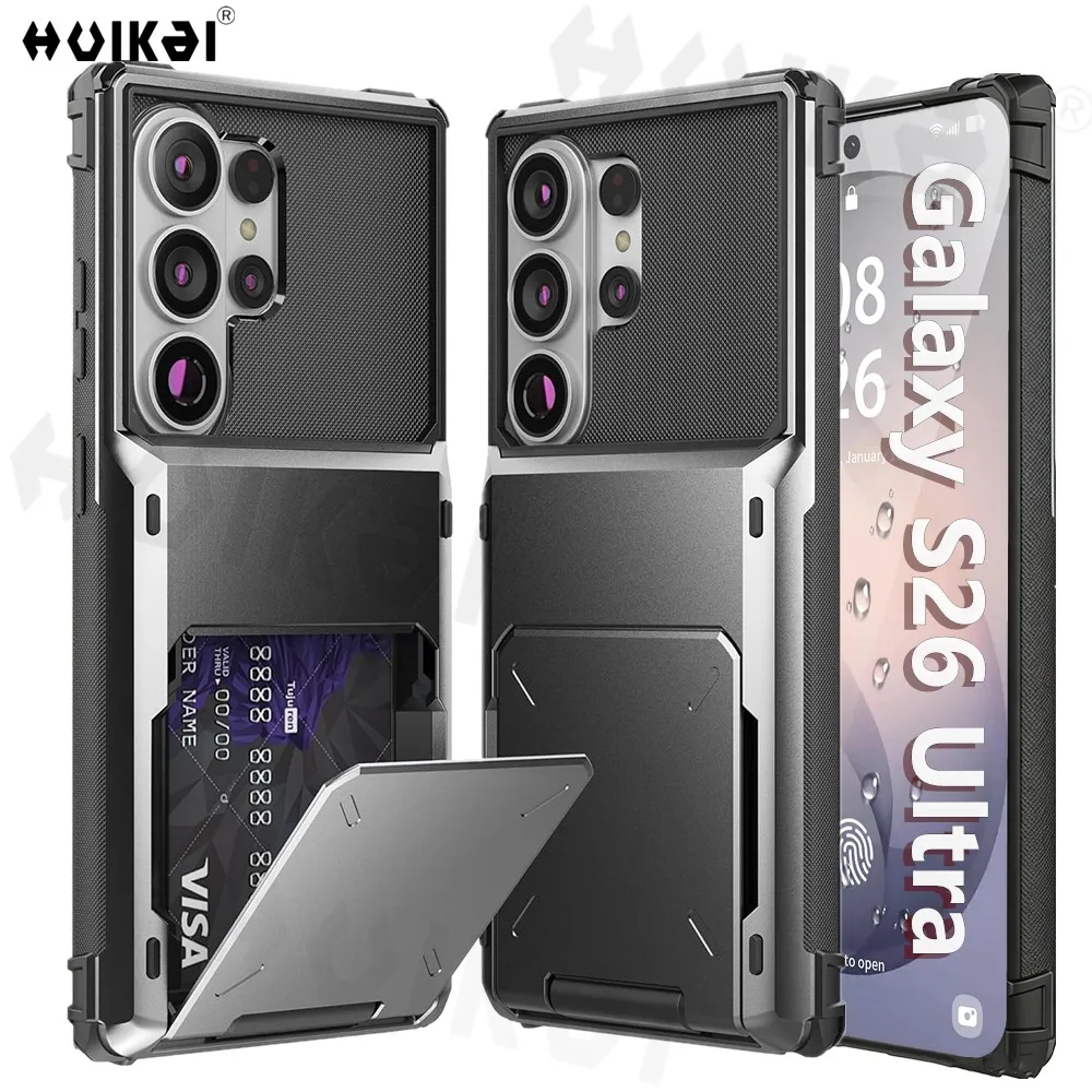 Case For Samsung Galaxy S26 Ultra S25 S24 S23 S25 FE A17 A56 A37 Card Holder Heavy Duty Wallet Hidden Flip Slot Protective Cover