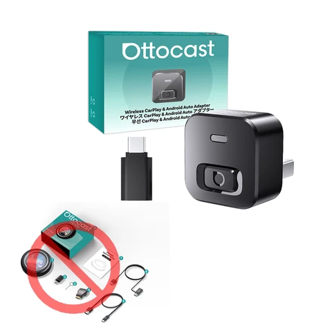 Ottocast V2 Pro AI CarPlay Android Auto Box, Беспроводной HDMI-конвертер, 8 ГБ/128 ГБ, Поддержка YouTube И Netflix
