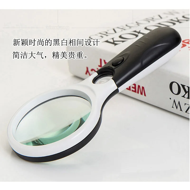 Lupa iluminada de mano 3X 45X con lentes duales, 3 luces LED para lectura, identificación, lupa de joyería