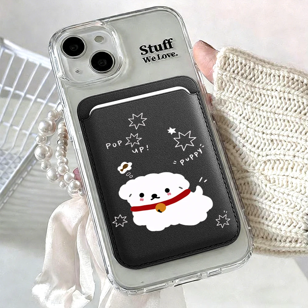 Amiable Dogs Niedliche Leder-Kartenhülle Telefonkartenhalter für Magnetische Hülle Geeignet für alle iPhones mit Magsafe-Kartenfunktion – Detail 13