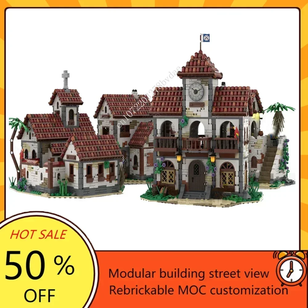 7359PCS Customized Creative MOC Pirate Series Pirates Town Bundle Education Assembly Puzzle Technology DIY Xmas Adults Toys Gift