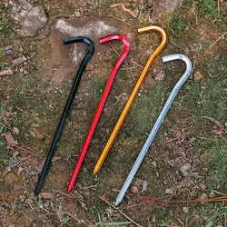 4Pcs Tent Pegs With Hooks Garden Stakes Ground Nail Aluminum Alloy Hexagon Rod Lightweight Canopy Stakes Pegs Tent Accessories