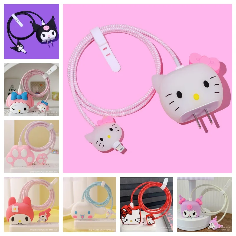 

Hello Kitty Charger Protective Cover Cute Cartoon Suitable Apple Charging Head Protective Cover Winder Accessories Wholesale