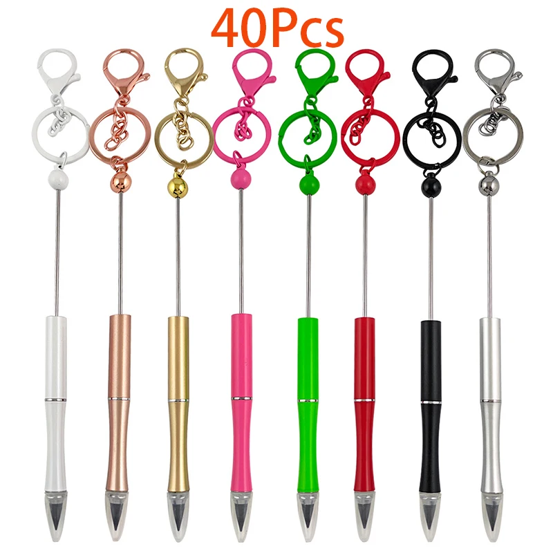 40Pcs No Sharpening Pencil Bead Pencils for Students Paint DIY Beadable Pencil Keychain Beaded Pencils