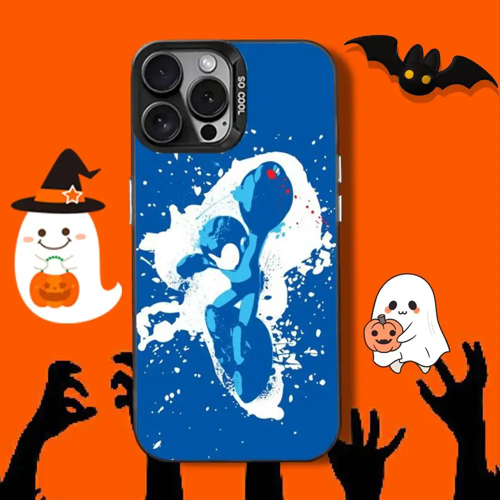 Custodia per telefono Game R-Rockmans M-Megamans per iPhone 16,12,13,17,15,1,11, Mini,Pro,SE,XS,MAX, cover in silicone nero opaco