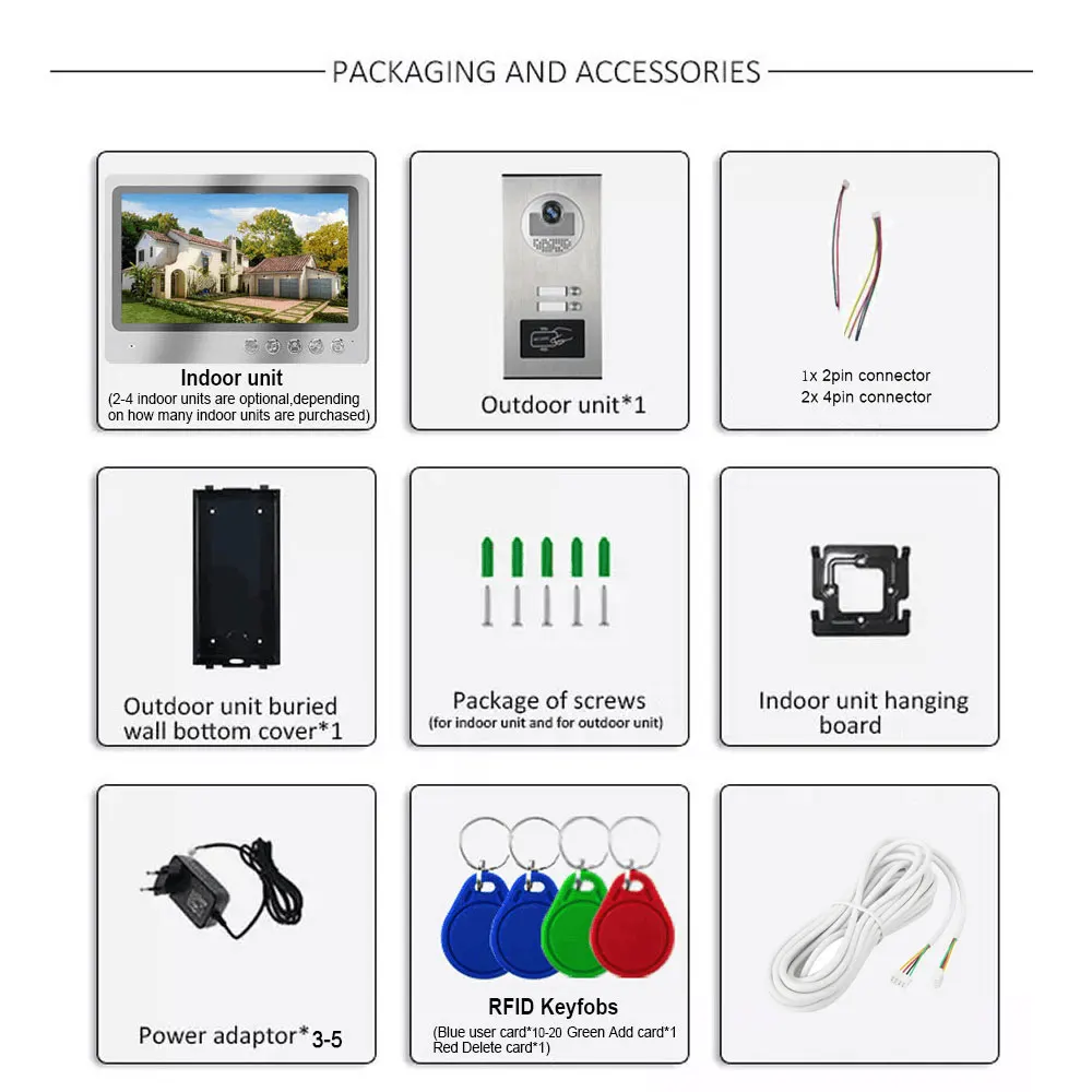 9 Inch Monitor Tuya WiFi Video Doorbell Camera Multi Apartment Video Door Phone Intercom System for 2,3,4 Family Apartment