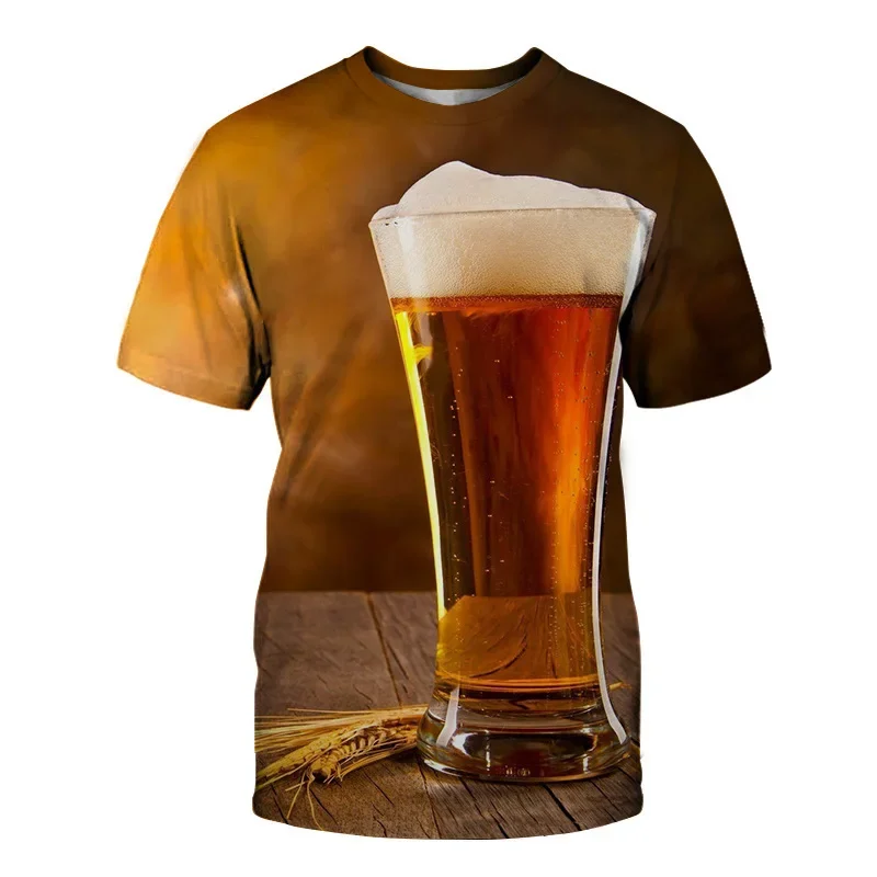 

New 2024 Hot 3D Digital printed beer pattern Outdoor Fitness sport men's short sleeve T-shirt new design plus size XXS-6XL