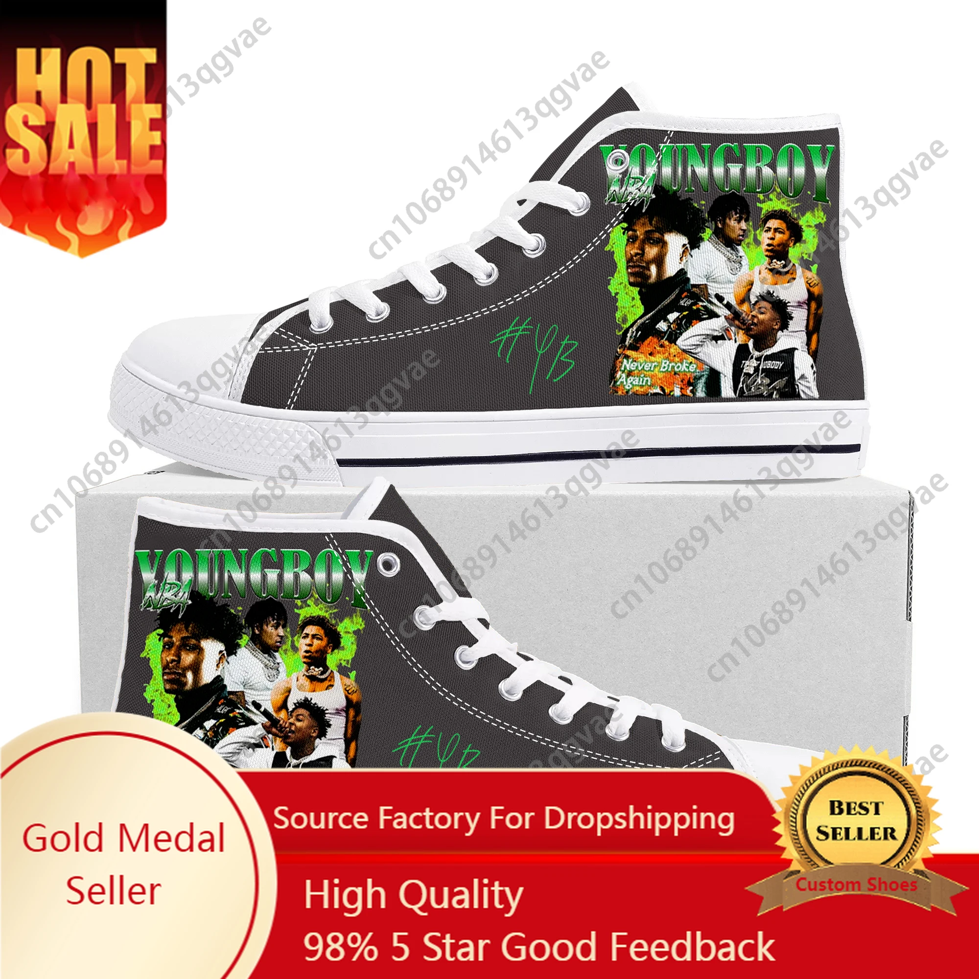 

Rapper YoungBoy Never Broke Again High Top High Quality Sneakers Mens Womens Teenager Canvas Sneaker Custom Made Couple Shoes