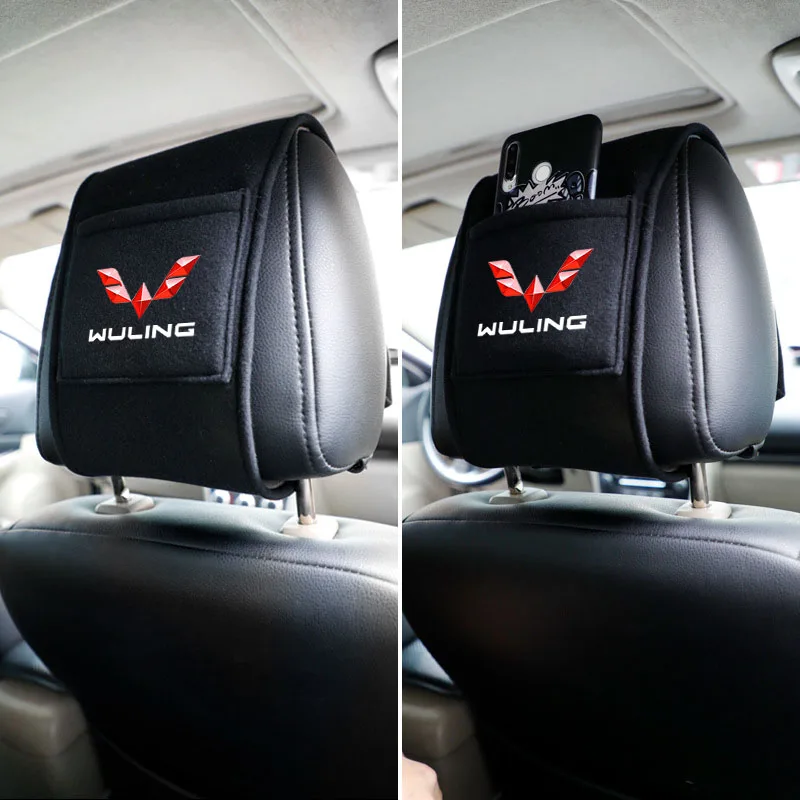 Car Headrest Cover with Phone Pocket for Wuling almaz Hongguang S cortez Victory 510 530 730 air EV 360 560 RS-5 Car Accessories