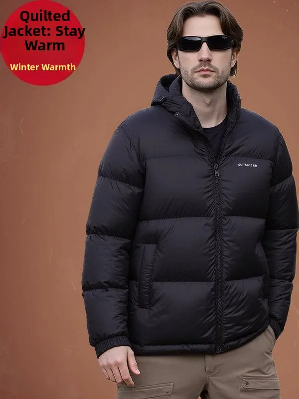 

Winter New Men's Faion Hooded down Jaet Thi Warm Casual Outerwear MJ998 Polyester Fiber Sports Sle Loose Fit