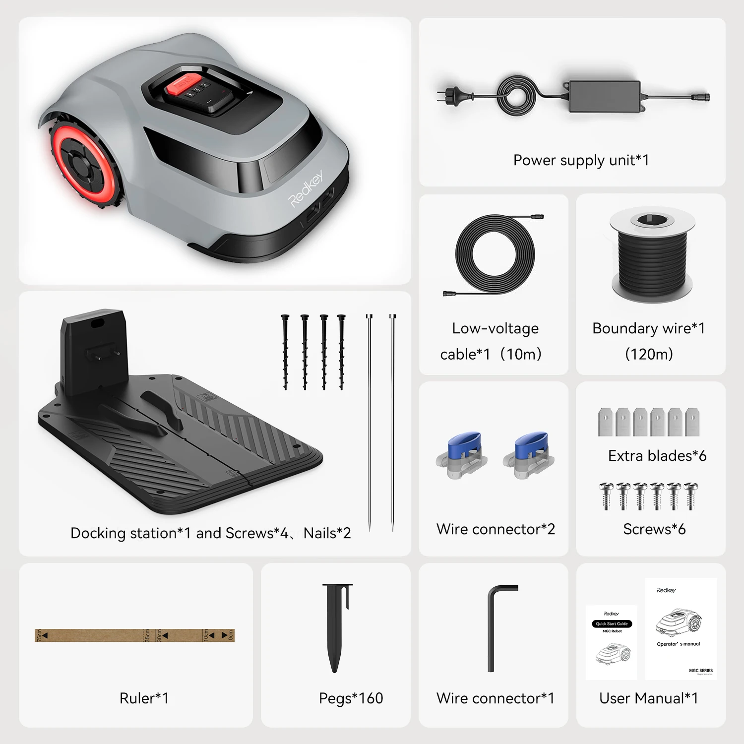C-TOF Robotic Lawn Mower Redkey MGC800 MGC1000 Lawn Mower Robot Cable Break Detection Climbing 45% App Control Automatic Cutting