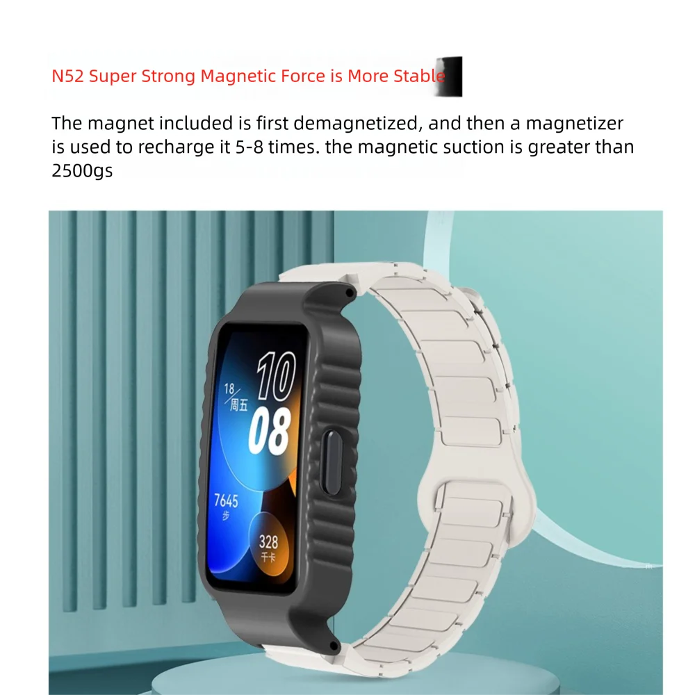 Pulseira de laço magnético de substituição + capa para huawei 8 8nfc 9 9nfc 10 10nfc estilo armadura pulseira de relógio de liberação rápida homem mulher