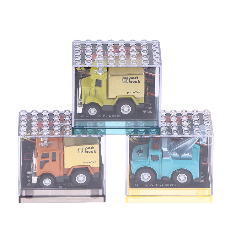 Random Mini Alloy Car Model Toy Simulation Engineering Car Model With Transparent Storage Box Pull Back Car Toys Children Gift