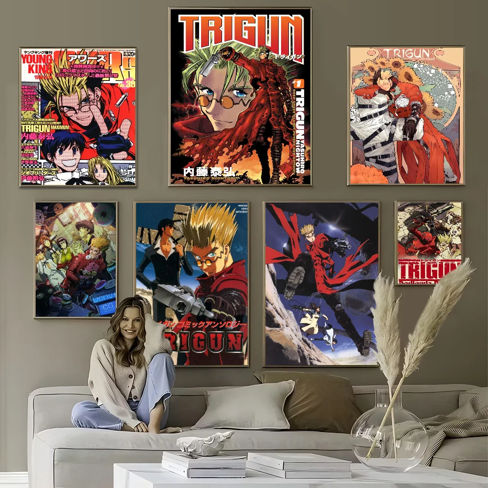 Anime Trigun Good Quality Prints And Posters Waterproof Paper Sticker Coffee House Bar Posters Wall Stickers