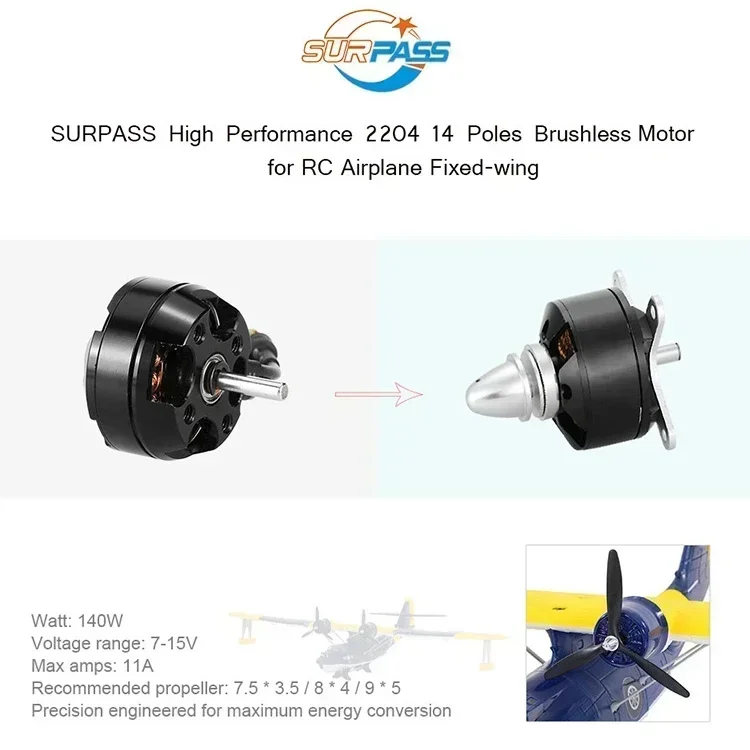 SURPASS HOBBY 1/2/4PCS C2822 Brushless Motor 1200KV 1400KV 14 Poles for 3D Airplane Fixed-wing RC Quadcopter Aircraft Drone Part