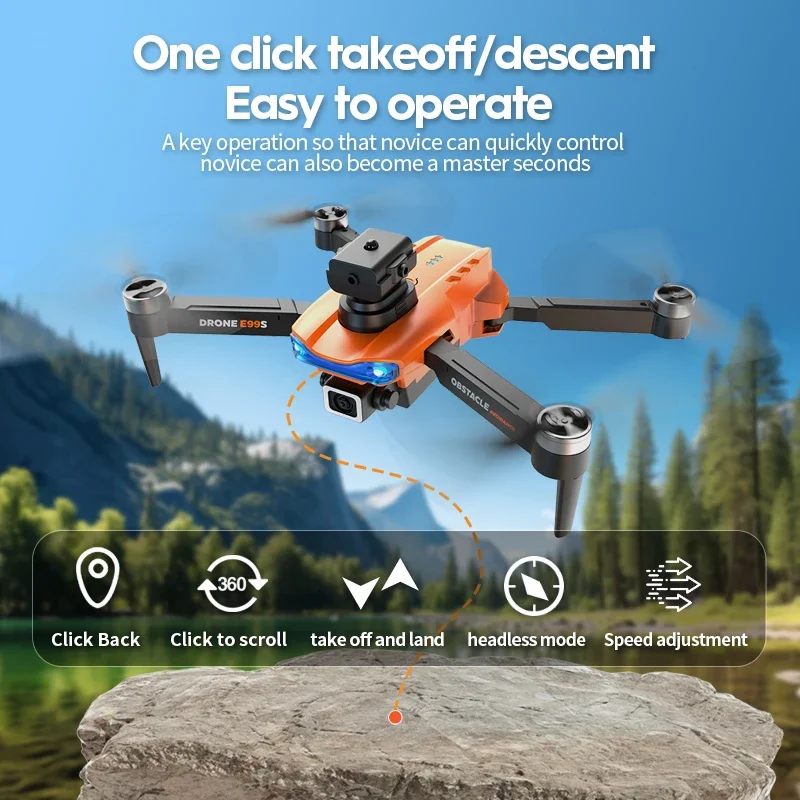 E99S Brushless Motor RC Dron 5G WiFi FPV 360° Laser Obstacle Avoidance 8K HD Dual Camera GPS Return RC Quadcopter Dron Toys