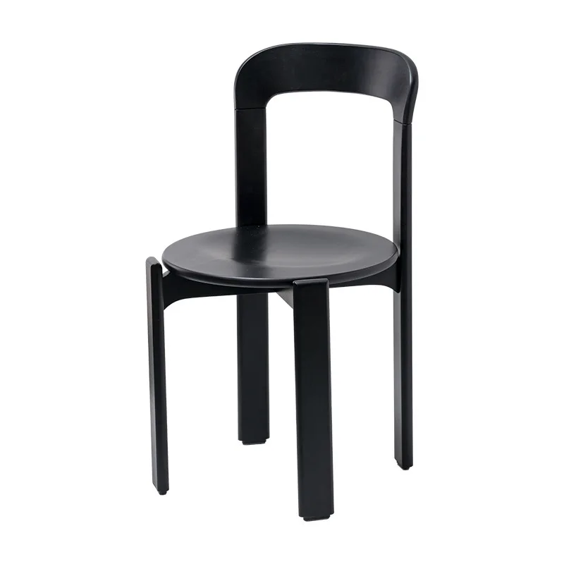 Medieval dining solid wood chair household dining table chair backrest book table chair can be stacked