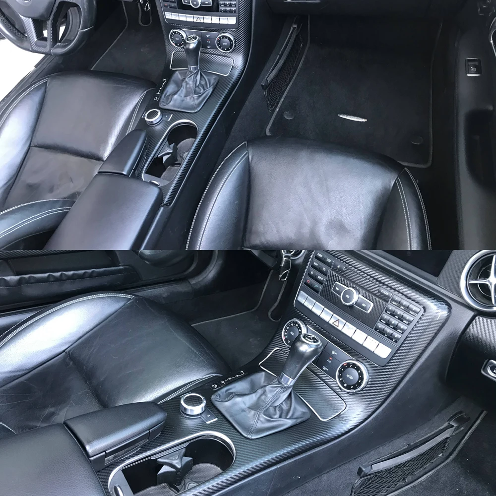 For Mercedes Benz SLK R172 2011-2016 Car-Styling Carbon Fiber Car Interior Center Console Color Molding Sticker Decals Parts