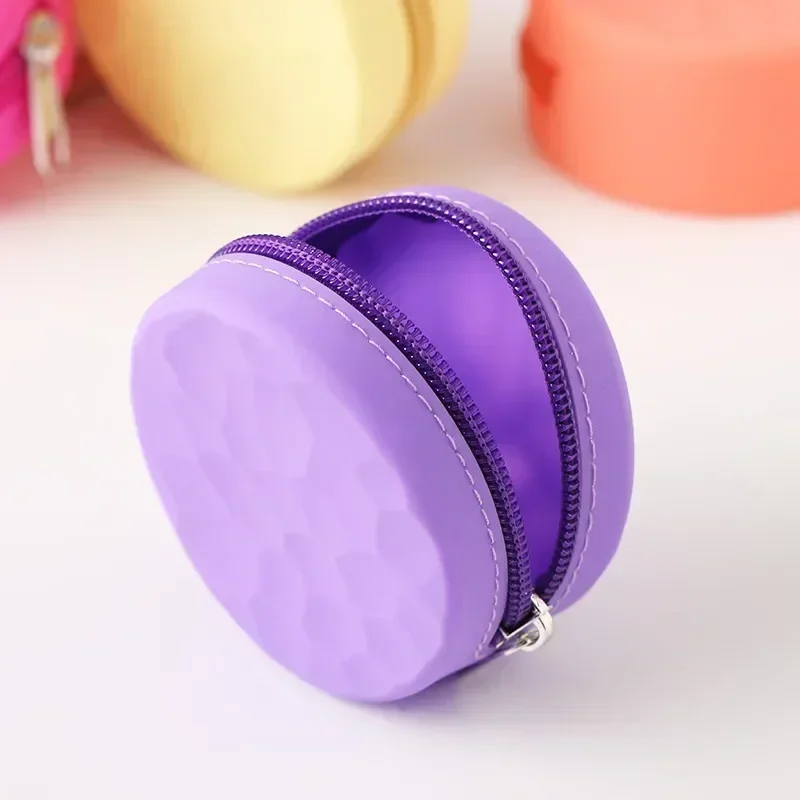 Porte-monnaie coréen mignon en silicone pour femme, sac rond pour pièces de monnaie, porte-clés pour petite fille, mini sac pour casque, cadeau pour enfant, 2024, 1 pièce