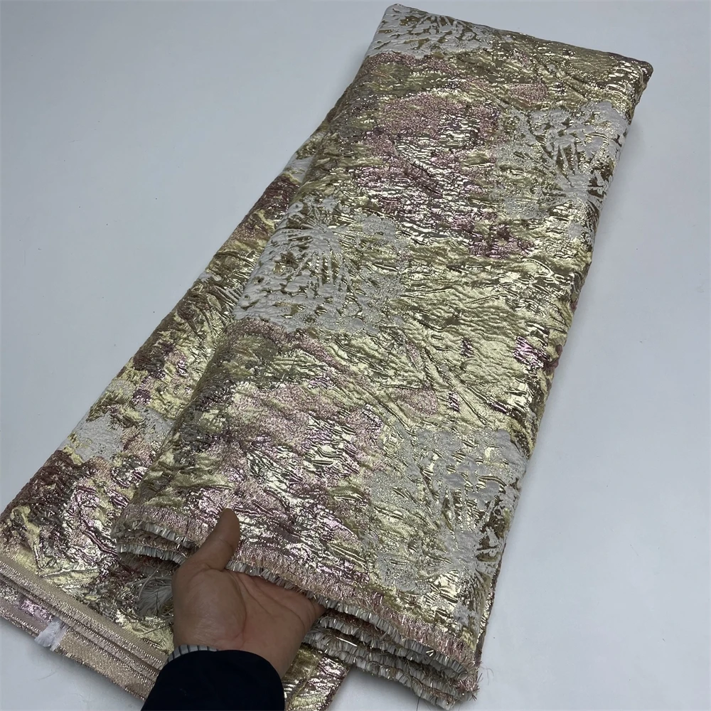 Nigerian Brocade ​​​​​​​​​​​​Jacquard Lace Fabric African Embroidery Organza Lace Fabric 204High Quality Gilding Dress For Women