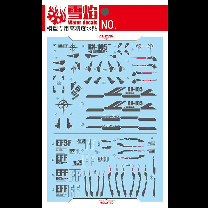 Model Decals Water Slide Decals Tool For 1/144 HG XI VS Penelope Funnel Missile Set Fluorescent Sticker Models Toys Accessories