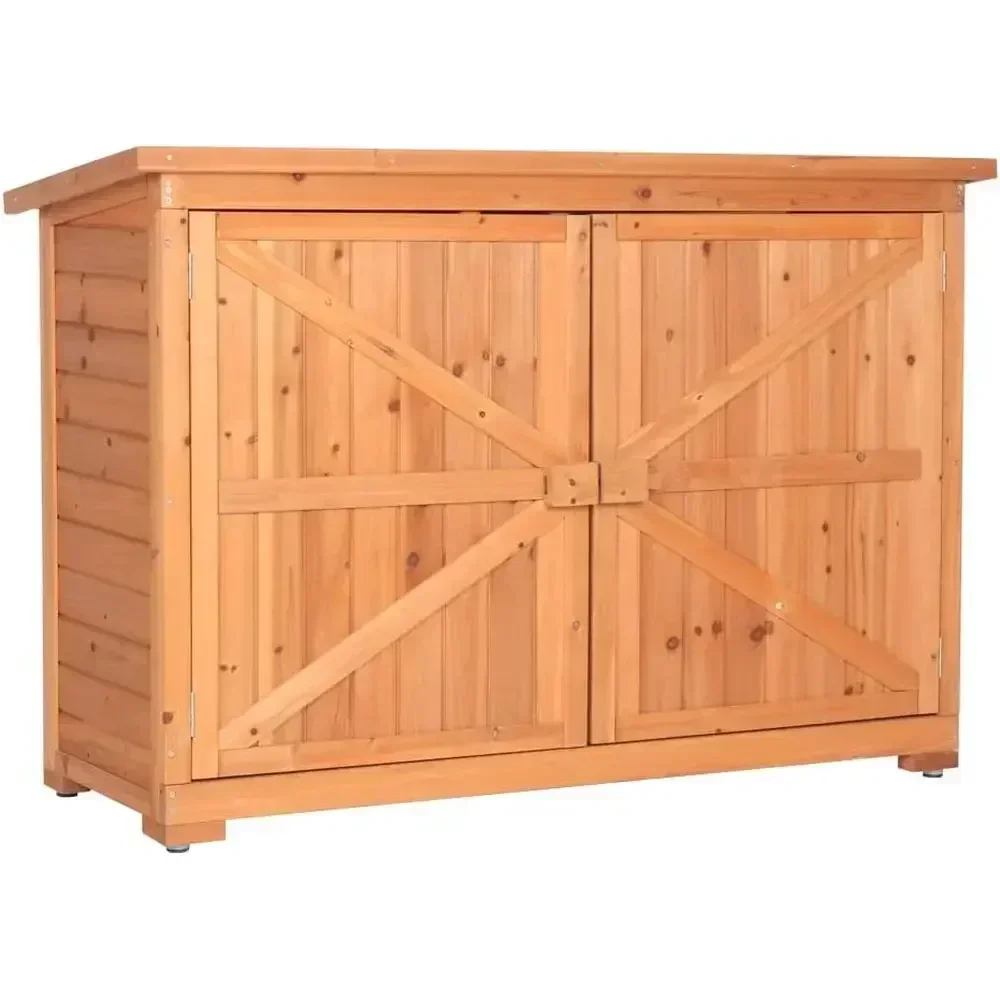 Extra Large Outdoor Wooden Storage Shed, 50.4 x 19.7 x 34.6 - Secure Garden Tool Cabinet & Patio Organizer