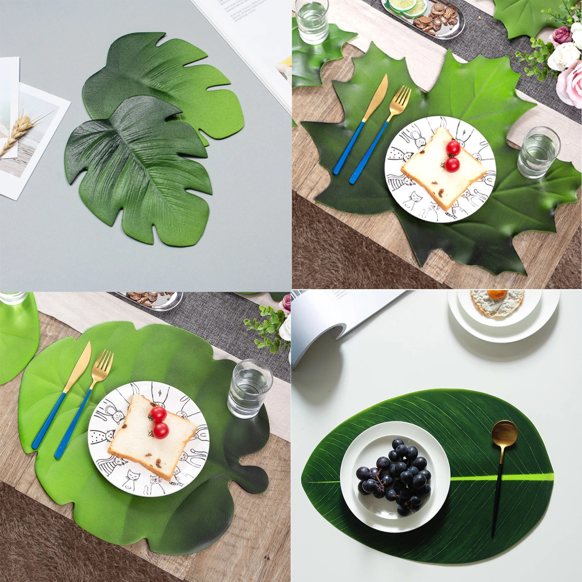 

PEVA Western Placemat, Household Plant, Green Decoration, Waterproof, Non-slip, Heat Insulation, Table Mat