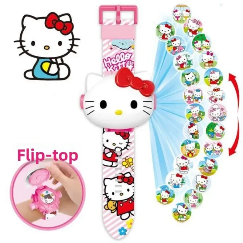 Sanrio cartoon Hello kitty Kuromi Hello kitty StellaLou Lotso cute children beautiful girl projection luminous electronic watch