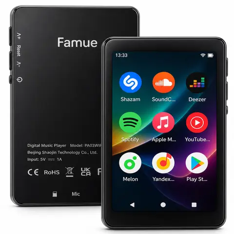 Lecteur MP3/MP4 Bluetooth Android Famue PA03, audio sans perte |   Écran de 2,8 pouces |   48 Go |   Wi-Fi |   Téléchargement SQ HIFI sur YouTube/Twitter/Spotify