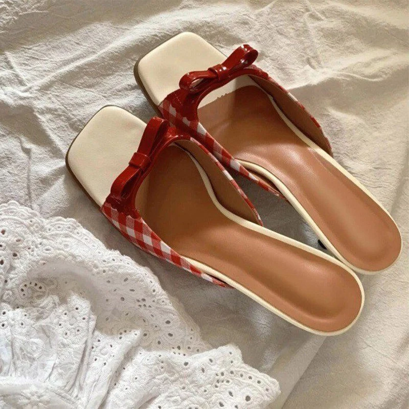 Bow Women Sexy Slippers Dress Heels Shoes Summer Sandals Fashion New Flip Flops Shoes Slides 2024 Brand Party Pumps Women Shoes