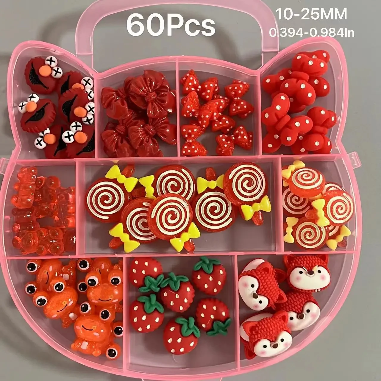 New Year Halloween Red Cartoon Bunny Bear Skeleton Head Kitten Donuts Snowmen Xxl Long Nail Art Charms Phone Case Decorations