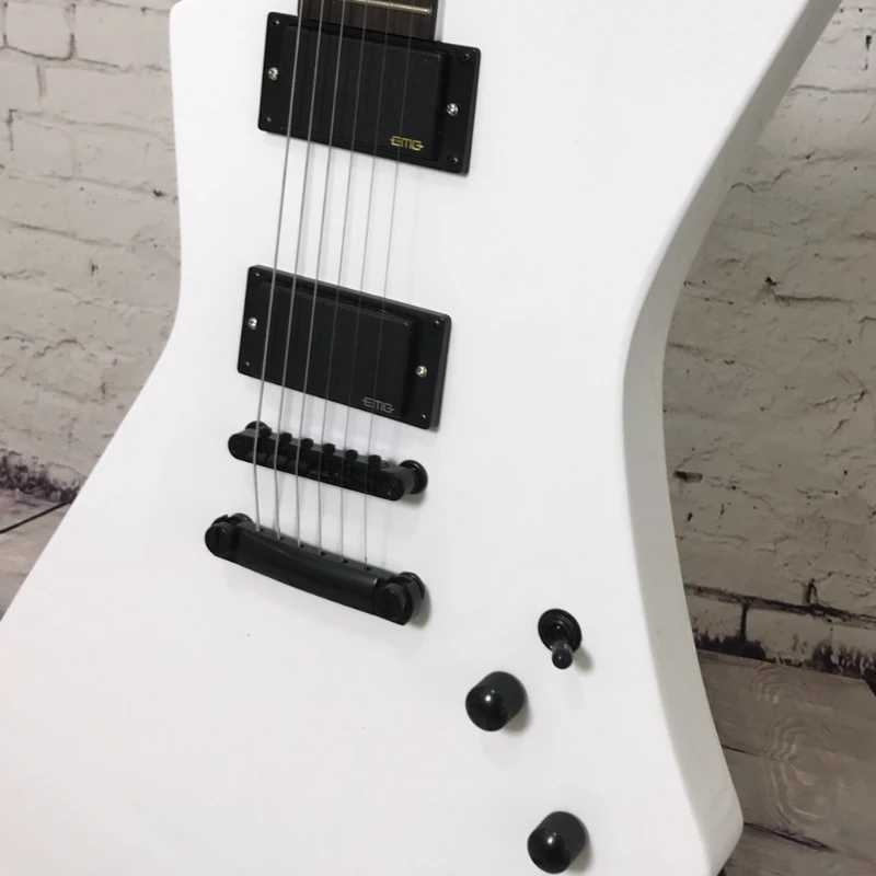 White Colour Angular Electric Guitar High Output Pickups Rock Music Free Shipping