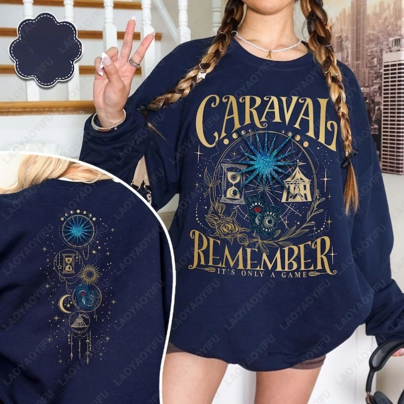 سترة Caraval تذكر انها فقط قميص لعبة أسطوري Booktok هودي ستيفاني جاربر ميرش بلوفرات رومانسية لمحبي الكتب