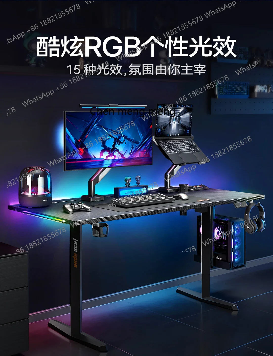 

New arrive Gaming table pro dual motor electric lifting table solid wood computer table