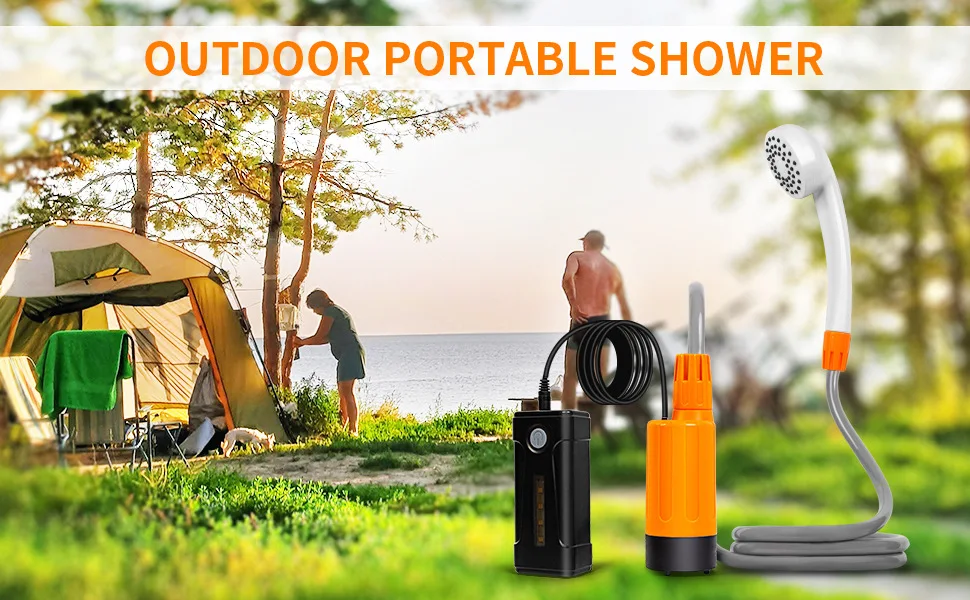 4400MAH Outdoor Portable Shower Head USB Rechargeable Camping Electric Shower Pump for Hiking Traveling Car Washing Pet Bath