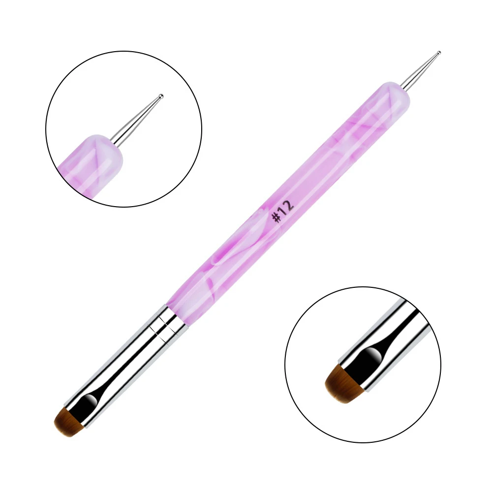 2 pezzi set francese pennello per manicure gel acrilico pennelli per unghie strumento per punteggiare a doppia estremità penna per nail art manicure cuticola pulita pittura