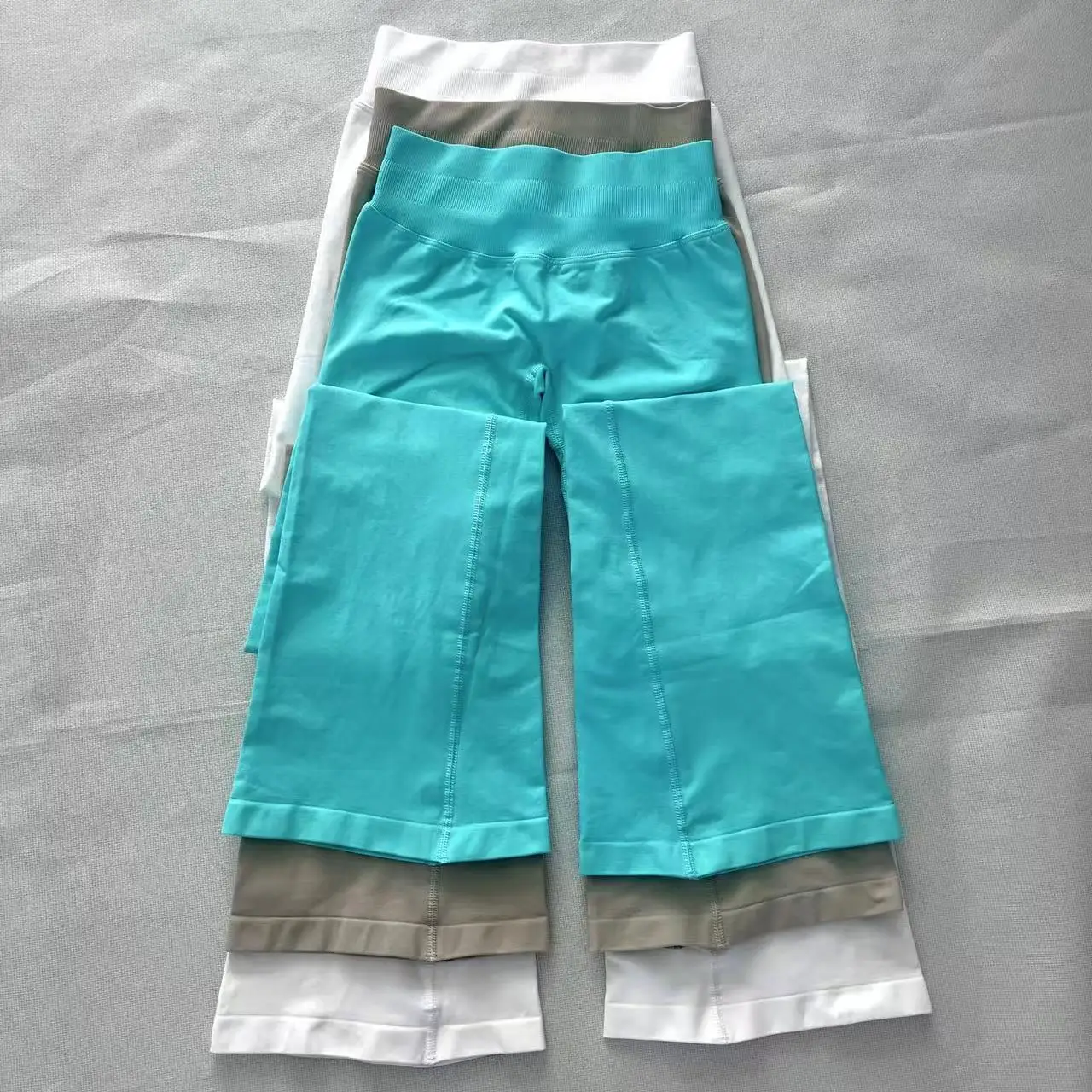 New Vision Flares Women Seamless Gym Yoga Pants High Cross Waist Fashion Sports Leggings Fitness Wide-leg Workout Trousers
