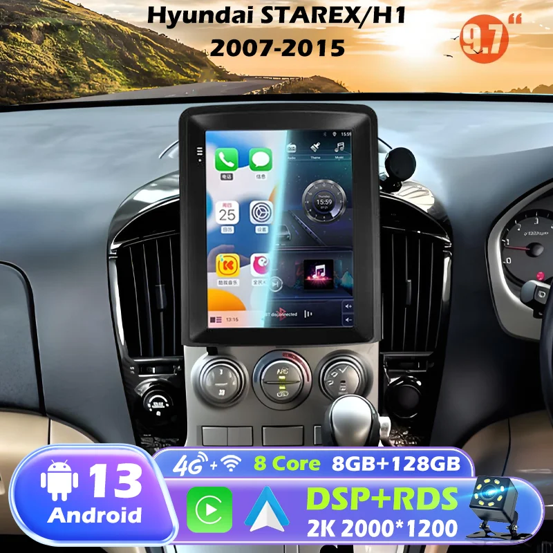 

Newest 9.7" Multimedia Player Upgrade for Hyundai STAREX H1 2007-2015 Android 13 Car Radio 2K Wireless CarPlay Android Auto Fast