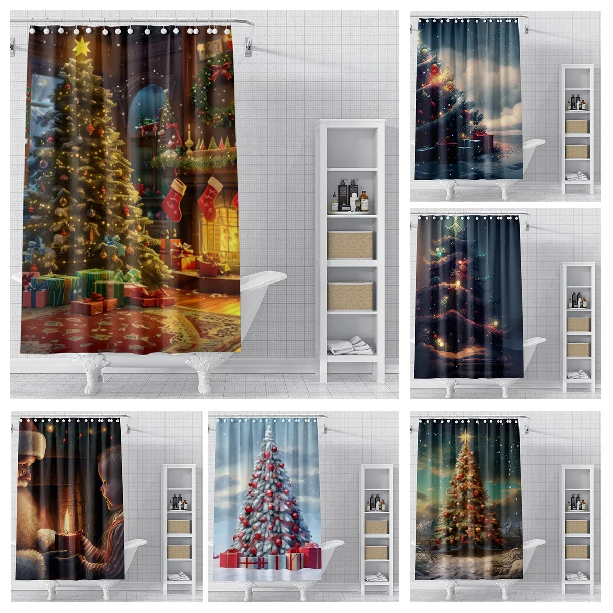 

Home decoration shower curtains for bathroom waterproof curtain fabric Modern Nordic style Living Room Merry Christmas winter