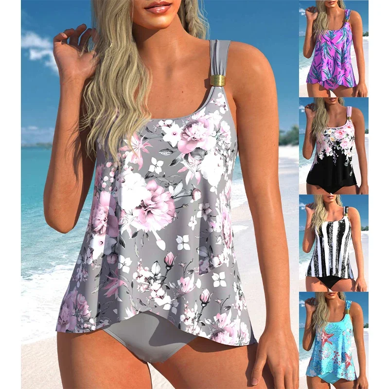 2023 New Summer Women\'s Regular Tankini Beach Set Monokini Swimwear Swimwear Two Piece Swimwear Fashion Print Tankin