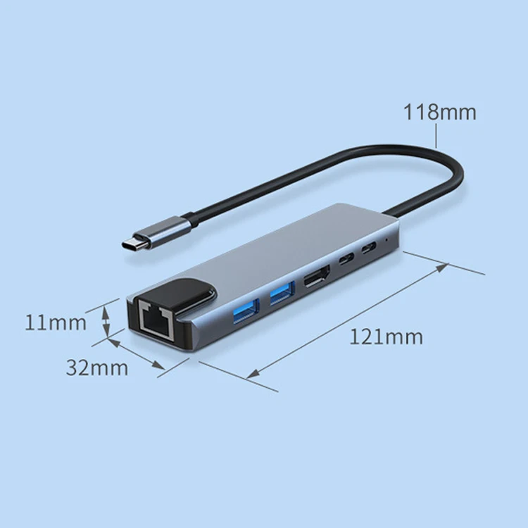 Imagem -05 - Hub Usb c em com 4k Hdmi Rj45 Lan Usb-c Portas Usb 3.0 e Entrega de Energia pd para Câmera ip e Acessórios de Segurança tipo c